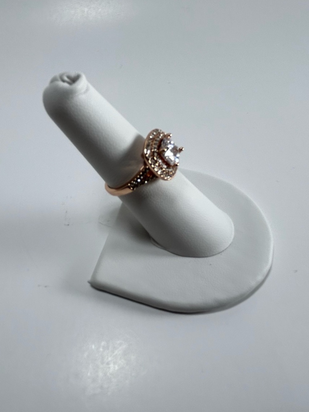Rose Gold Halo Ring with Center Stone Size 7 - Picture 6 of 11